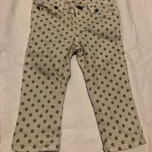 Baby Dungarees, Cream w Gold dots, 6-12m